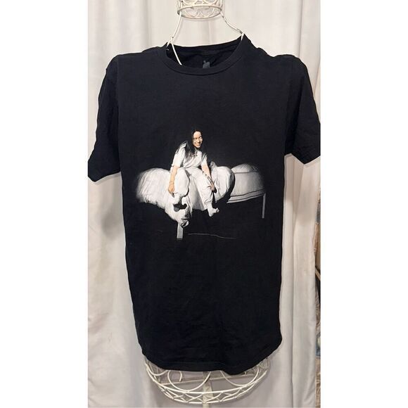 Billie Eilish When We All Fall Asleep Band Tee Black T-Shirt Size Medium Y2K Goo - Picture 1 of 5